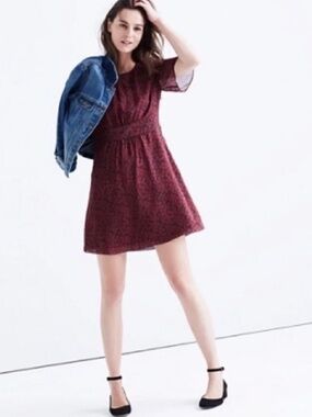 Madewell Silk Slowdance Marimba Burgundy Dress